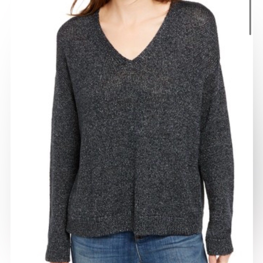 NWT Eileen Fisher Large Organic Linen Shimmer Chainette Sweater Knit Pullover